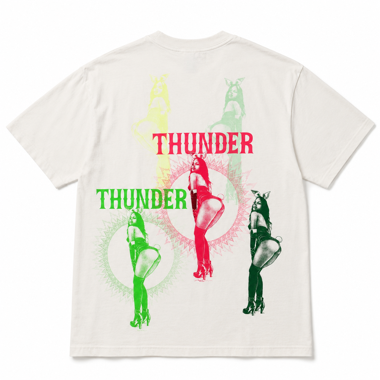 【THUNDER】BUNNY GIRL マルチプリント 一点物TEE